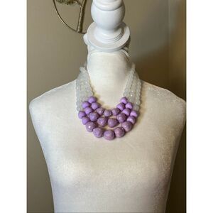 Hush Lavender & Translucent White Layered Chunky Acrylic Statement Jewelry Set
